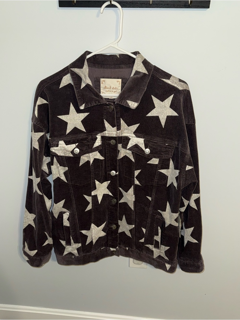 Altar'd State Black Corduroy Star Print Jacket